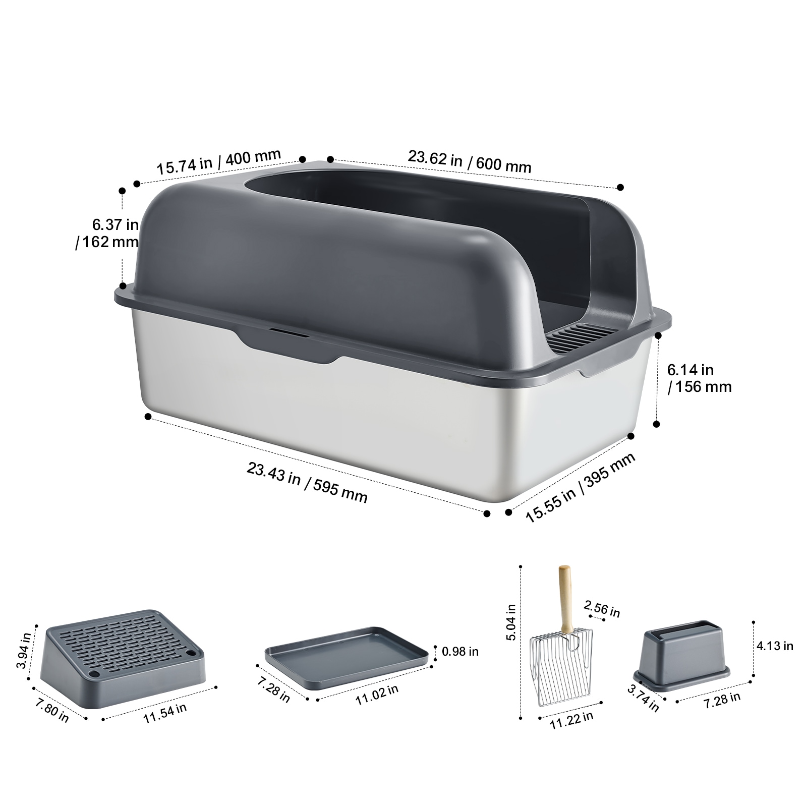 Deep Cat Litter Box With Odor Control And Filtering Foot Board_voghion.com